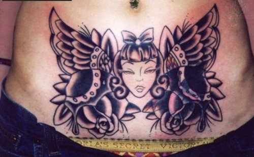 Fairy Girl Tattoo On Belly